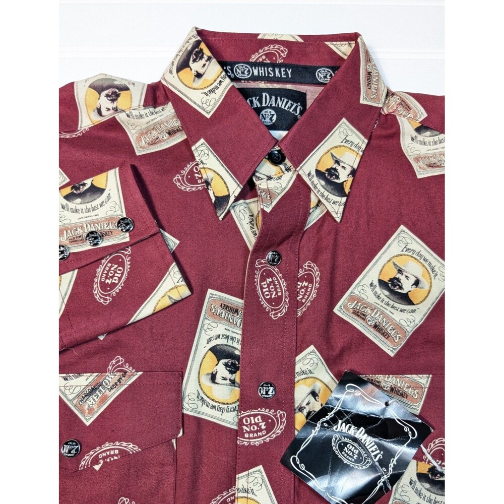 NEW Jack Daniels No. 7 Black Pearl Snap Shirt MEDIUM All Over Print Western NWT